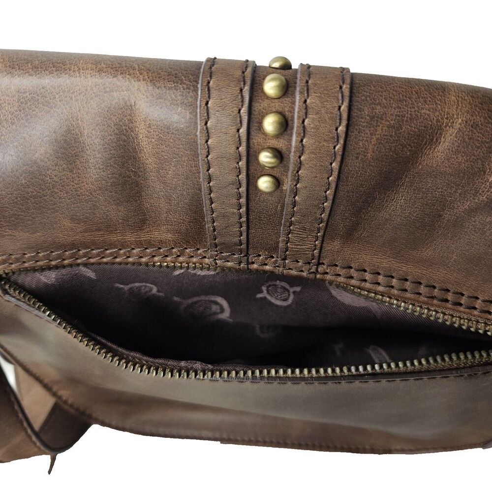 BORN Studded Brown Leather Crossbody Bag, Womens Medium - Picture 5 of 11